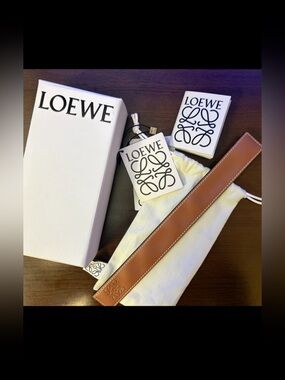 Loewe Tan Leather Bracelet Strap with Logo Emboss full inclusion